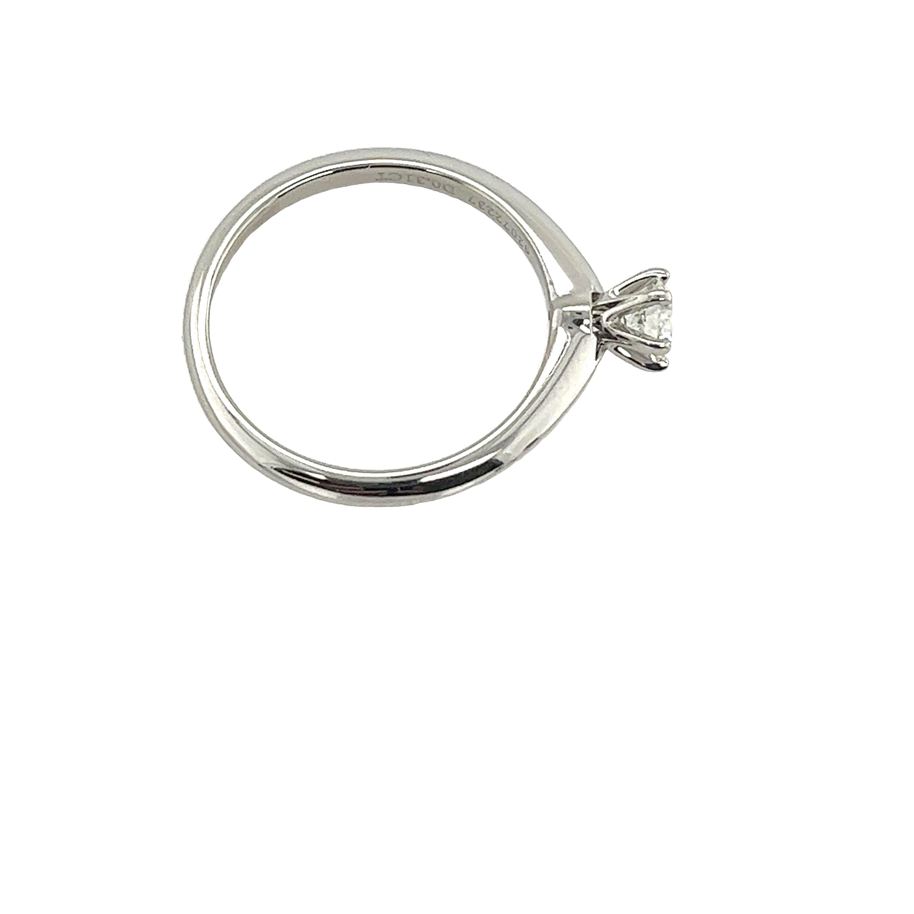 Tiffany & Co. Platin Solitär-Diamantring mit 0,31 Karat H/VS1 Dreifach-X 1