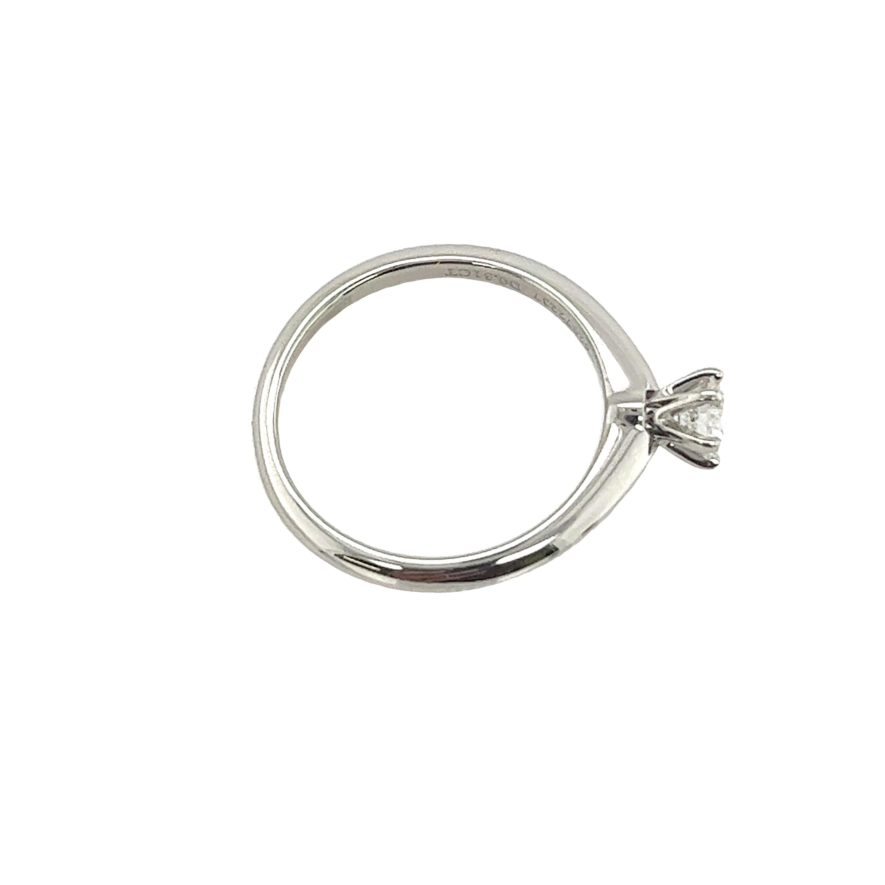 Tiffany & Co. Platin Solitär-Diamantring mit 0,31 Karat H/VS1 Dreifach-X 2