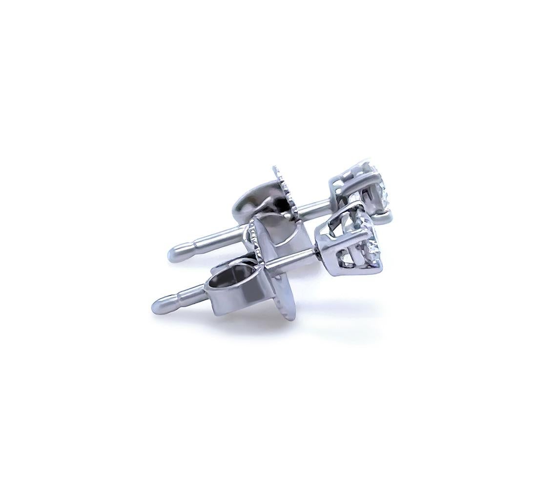 Brilliant Cut Tiffany & Co Platinum Solitaire Diamond Stud Earrings 0.22ct
