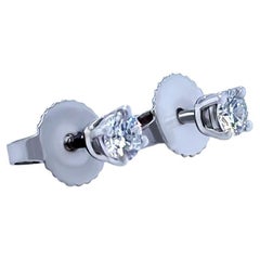 Tiffany & Co Platinum Solitaire Diamond Stud Earrings 0.22ct
