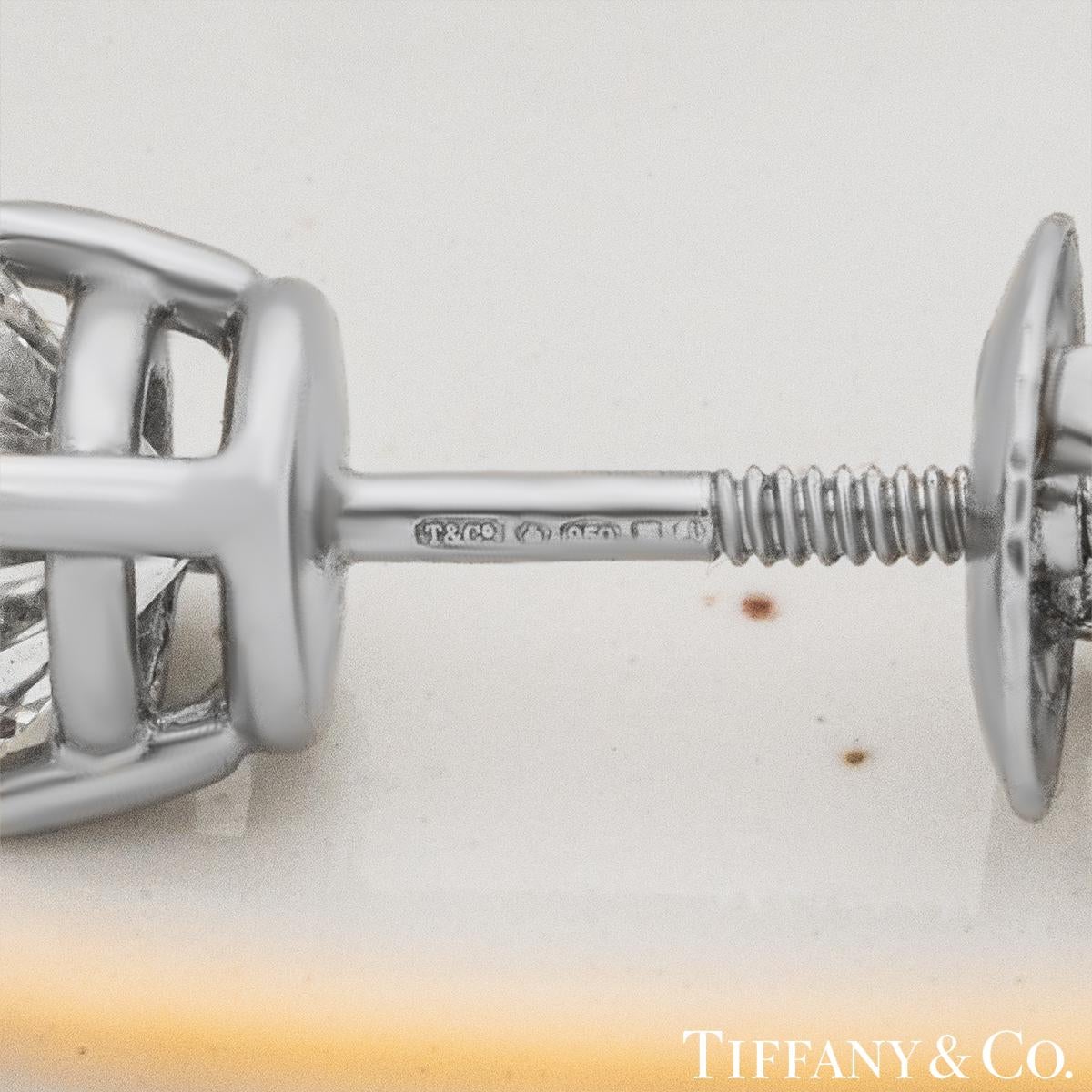Tiffany & Co. Platinum Solitaire Diamond Stud Earrings 1