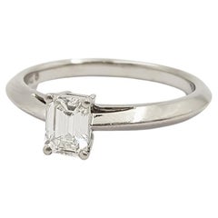 Tiffany & Co. Platinum Solitaire Emerald Cut Diamond Ring with Certification