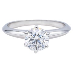 Tiffany & Co. Platinum Solitaire Engagement Ring with Round 1.10 Ct Center I VS1