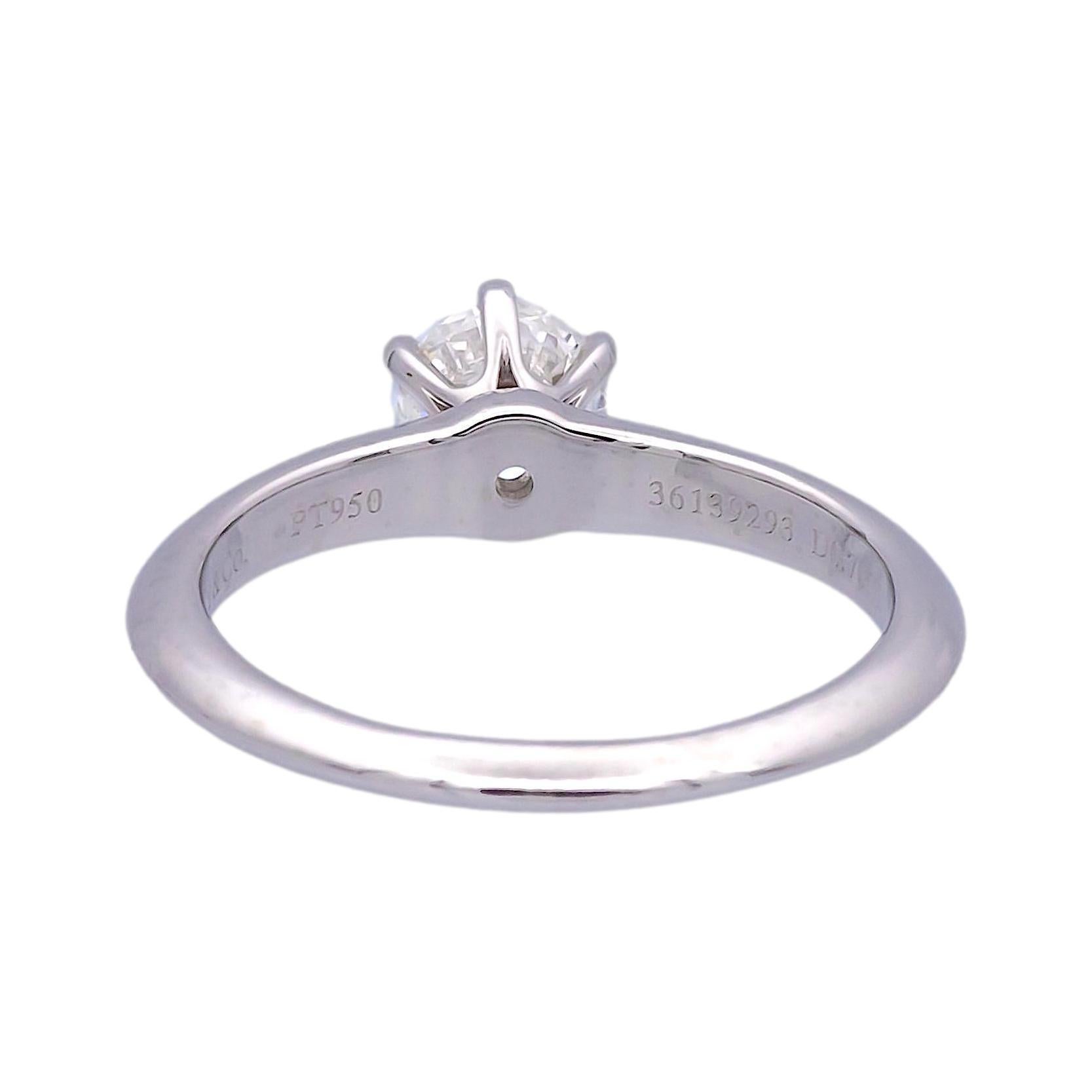 Round Cut Tiffany & Co Platinum Solitaire GIA Round Diamond Engagement Ring .70 G SI1