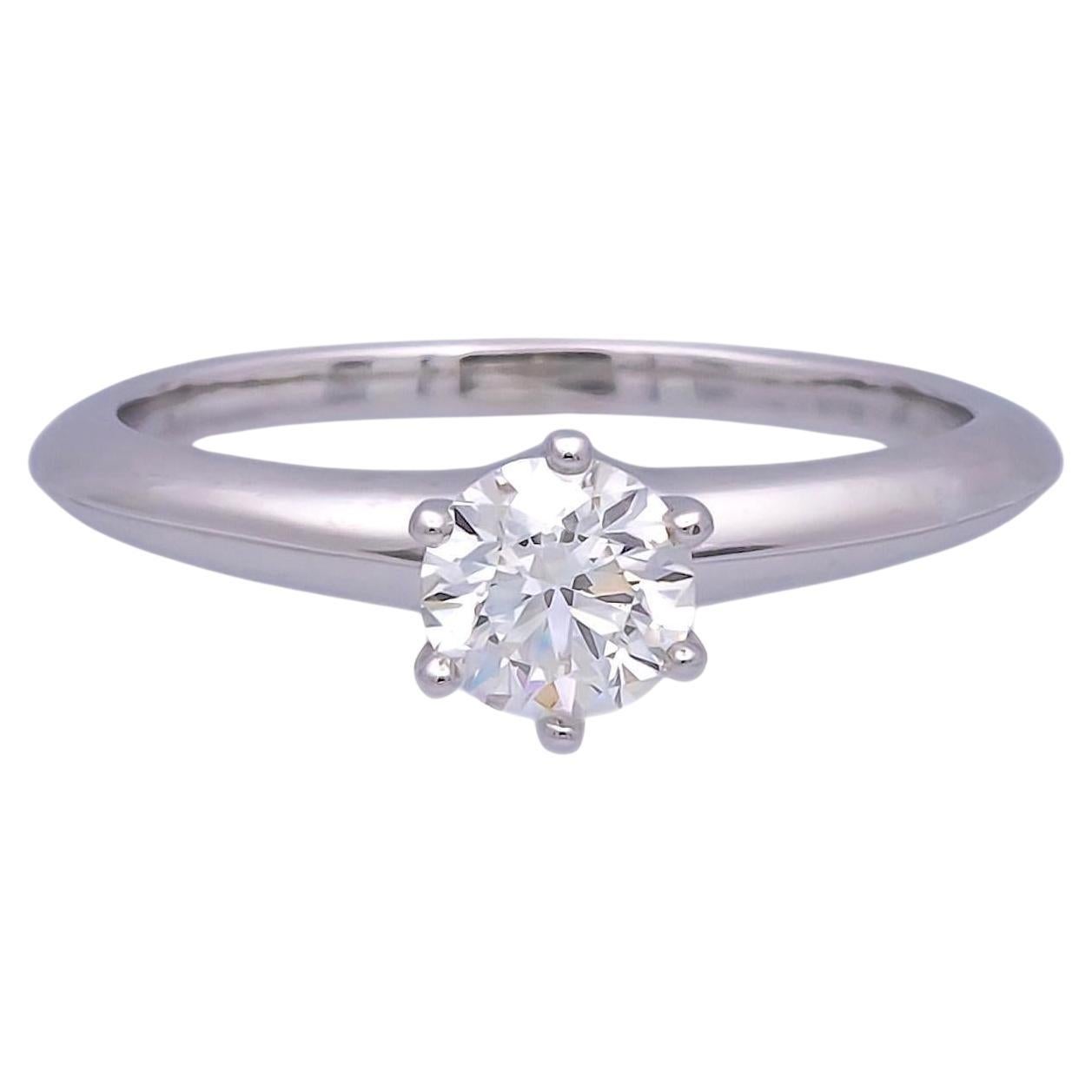 Tiffany & Co Platinum Solitaire GIA Round Diamond Engagement Ring .70 G SI1
