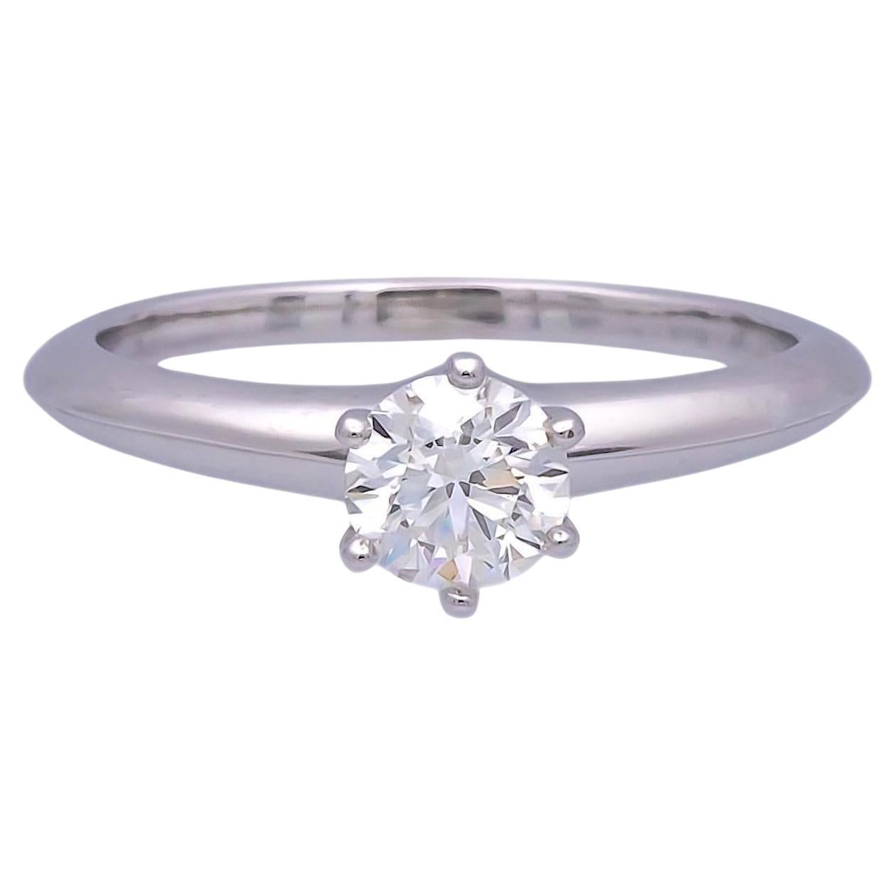 Tiffany & Co Platin Solitär GIA runder Diamant Verlobungsring .70 G SI1