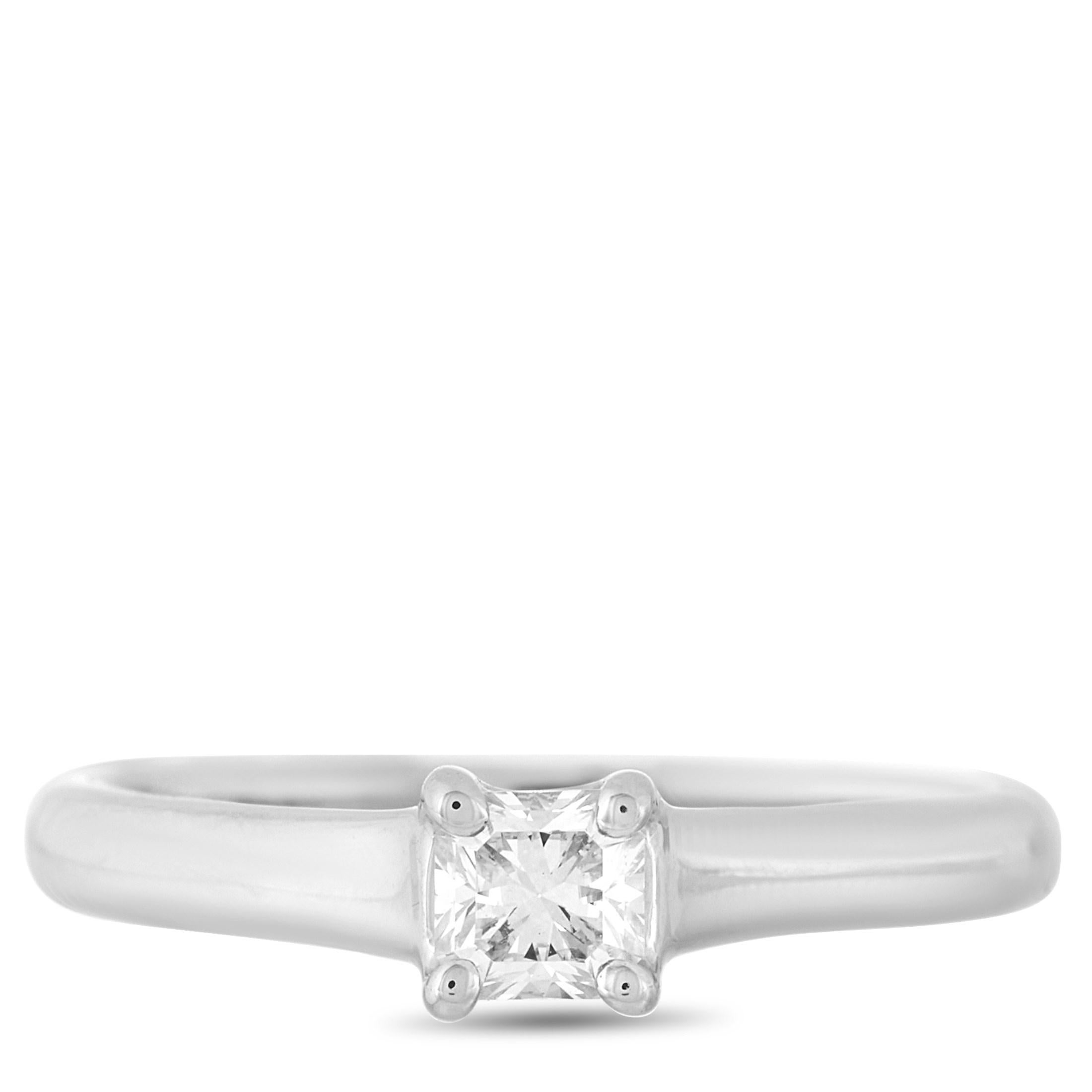 Tiffany & Co. Platinum Solitaire Lucida Diamond Engagement Ring In Excellent Condition In Southampton, PA