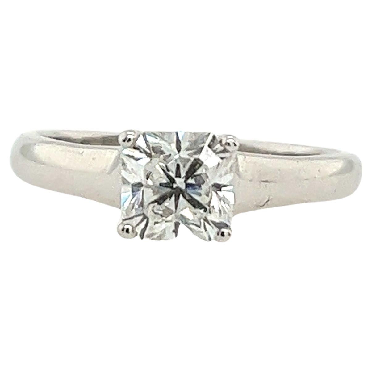 Tiffany & Co. Platinum Solitaire ring Set with 1 Lucida cut cornered Square Diam For Sale
