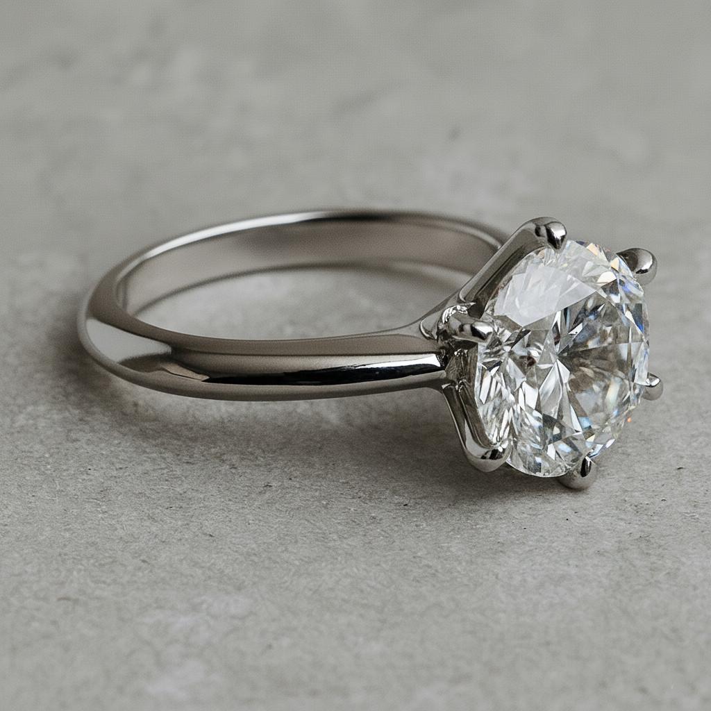 Taille ronde Tiffany & Co. Bague solitaire en platine avec diamant rond brillant exceptionnel en vente