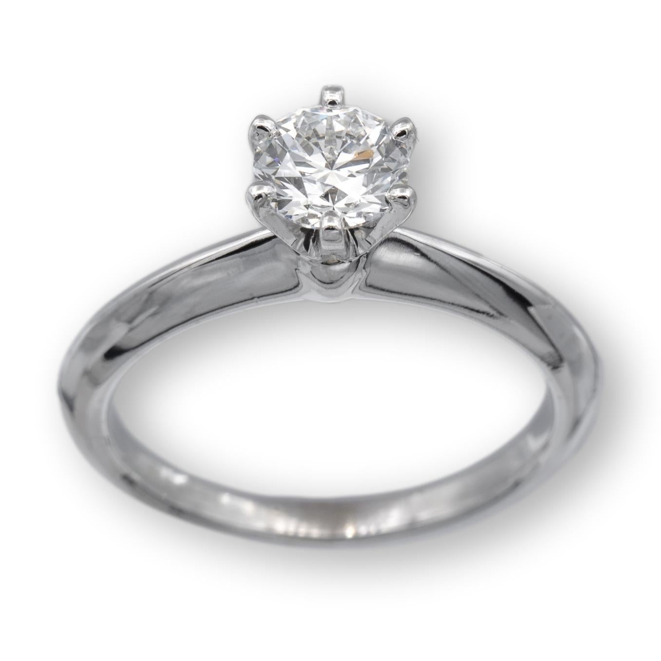 Tiffany & Co. Platinum Solitaire Round Diamond .54Ct FVS1 Engagement Ring In Excellent Condition In New York, NY