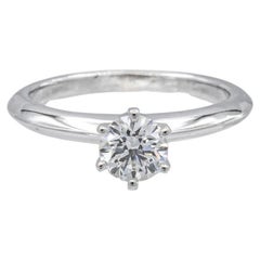 Tiffany & Co. Platinum Solitaire Round Diamond .54Ct FVS1 Engagement Ring