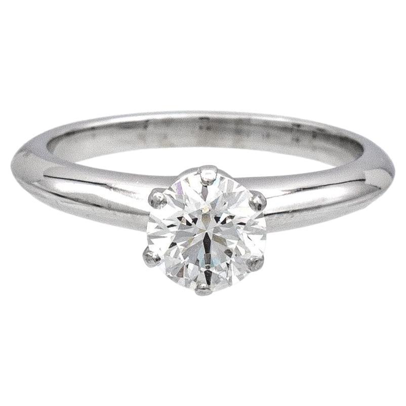 Tiffany 
Co. Platinum Solitaire Round Diamond Engagement Ring 0.81 I VVS1
