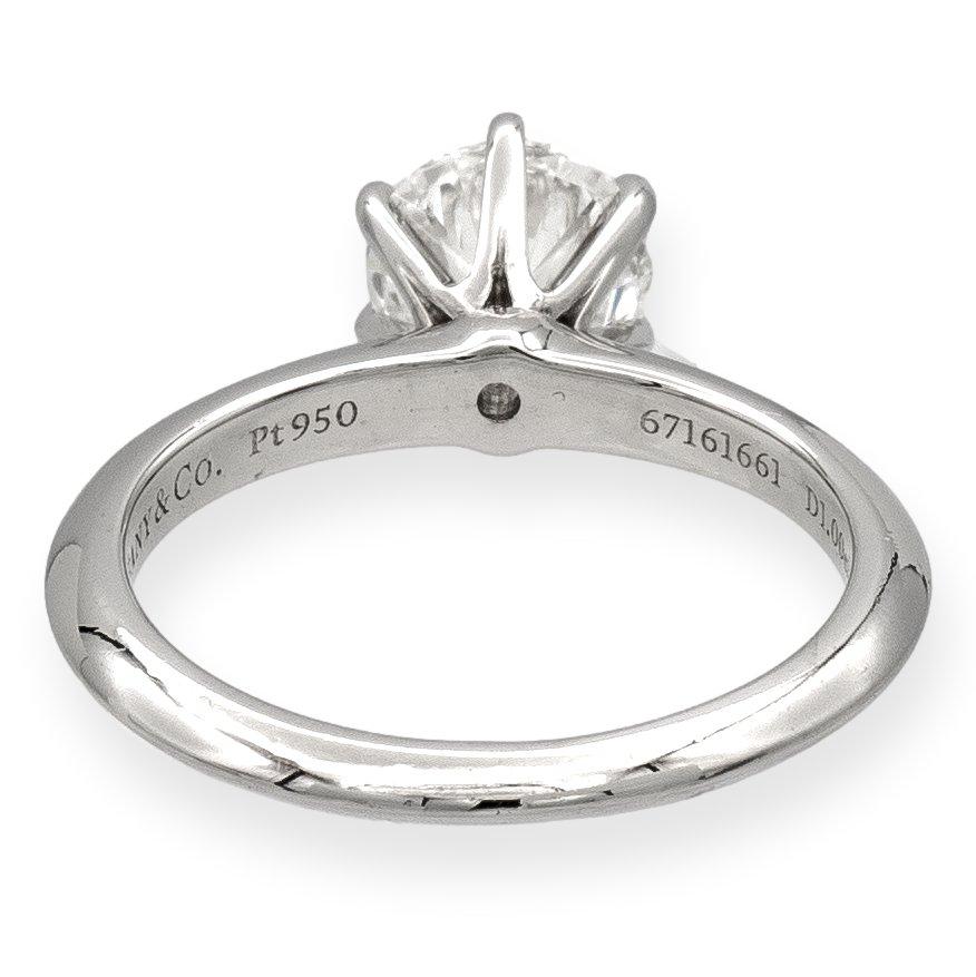 Round Cut Tiffany & Co. Platinum Solitaire Round Diamond Engagement Ring 1.00ct HVS1