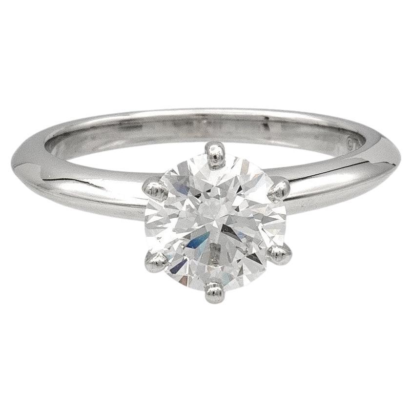 Tiffany & Co. Platinum Solitaire Round Diamond Engagement Ring 1.00ct HVS1