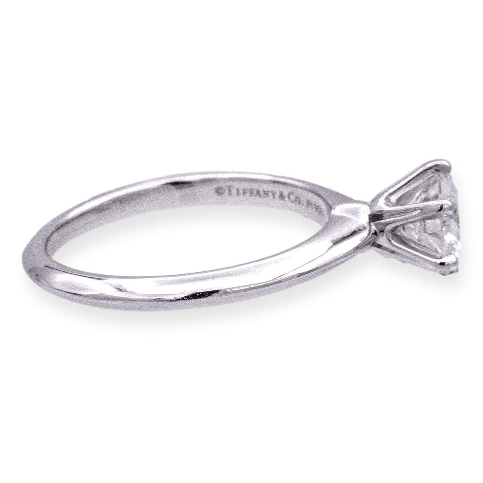 Modern Tiffany & Co. Platinum Solitaire Round Diamond Engagement Ring 1.03 HVS1