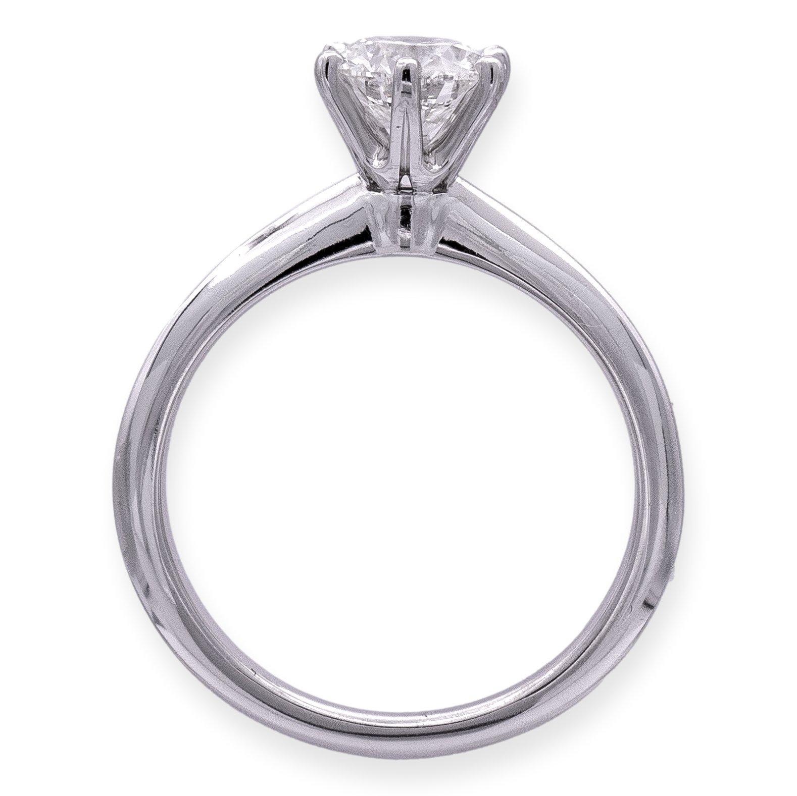 Tiffany & Co. Platinum Solitaire Round Diamond Engagement Ring 1.03 HVS1 1