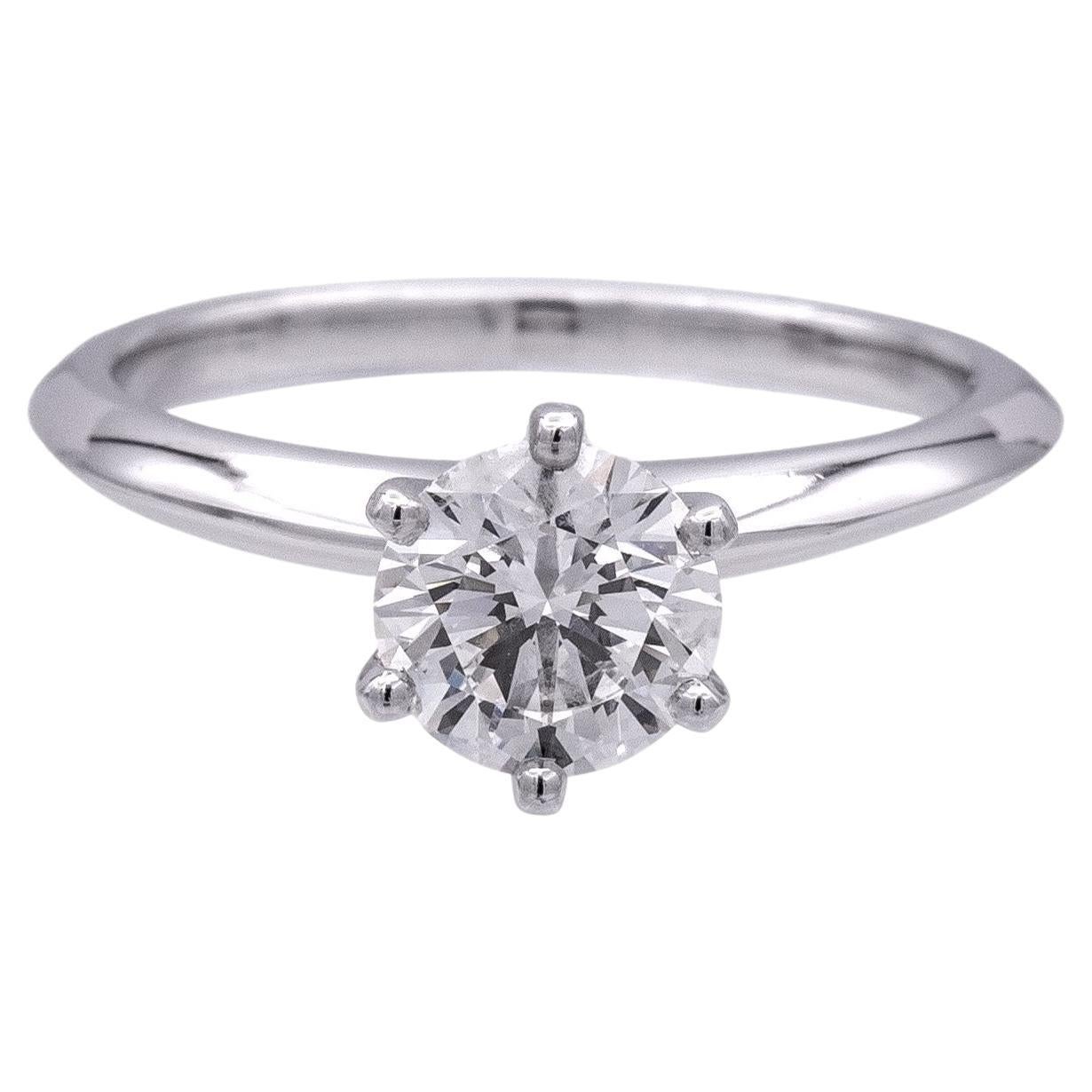 Tiffany & Co. Platinum Solitaire Round Diamond Engagement Ring 1.03 HVS1