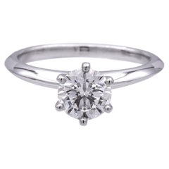Tiffany & Co. Platinum Solitaire Round Diamond Engagement Ring 1.03 HVS1