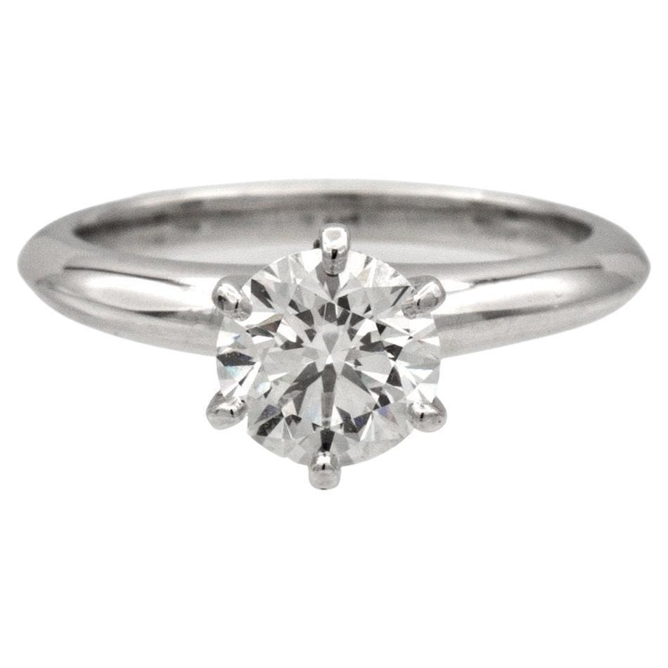 Tiffany & Co. Platinum Solitaire Round Diamond Engagement Ring 1.17ct IVVS1 For Sale