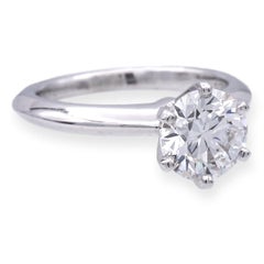 Tiffany & Co. Platinum Solitaire Round Diamond Engagement Ring 1.21 FVS1