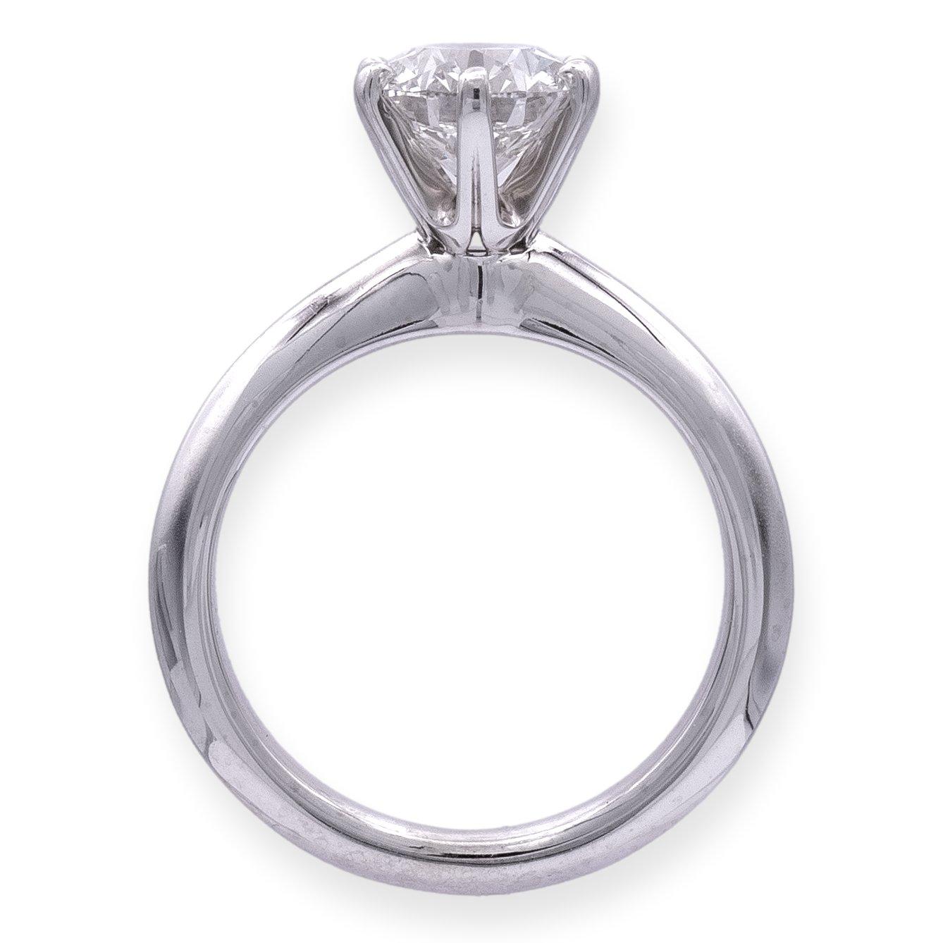 Round Cut Tiffany & Co. Platinum Solitaire Round Diamond Engagement Ring 1.21 FVS1