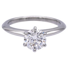 Tiffany & Co. Platin Solitär Runder Diamant Verlobungsring 1,31 Karat G VVS2