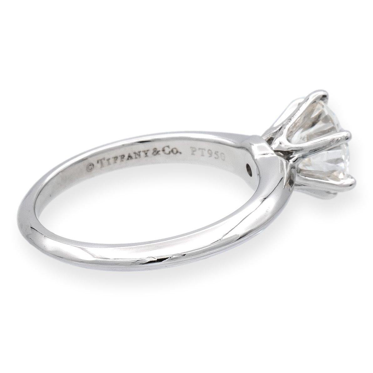 Contemporary Tiffany & Co. Platinum Solitaire Round Diamond Engagement Ring 1.33 HVVS2