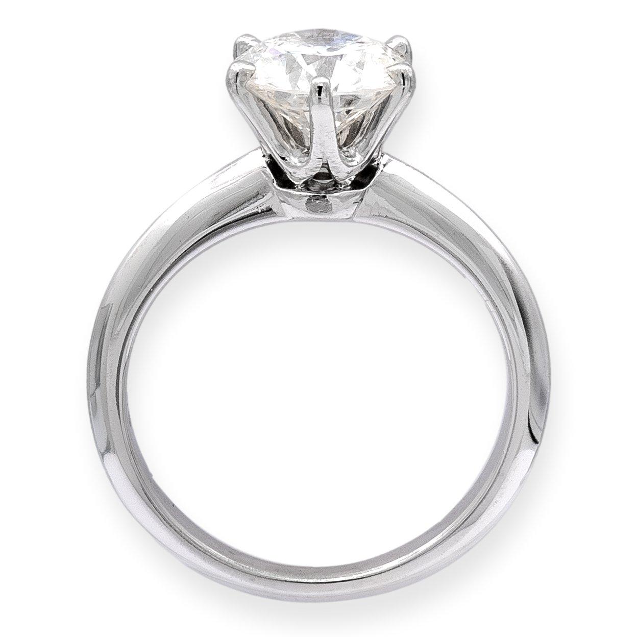 Tiffany & Co. Platinum Solitaire Round Diamond Engagement Ring 1.33 HVVS2 1
