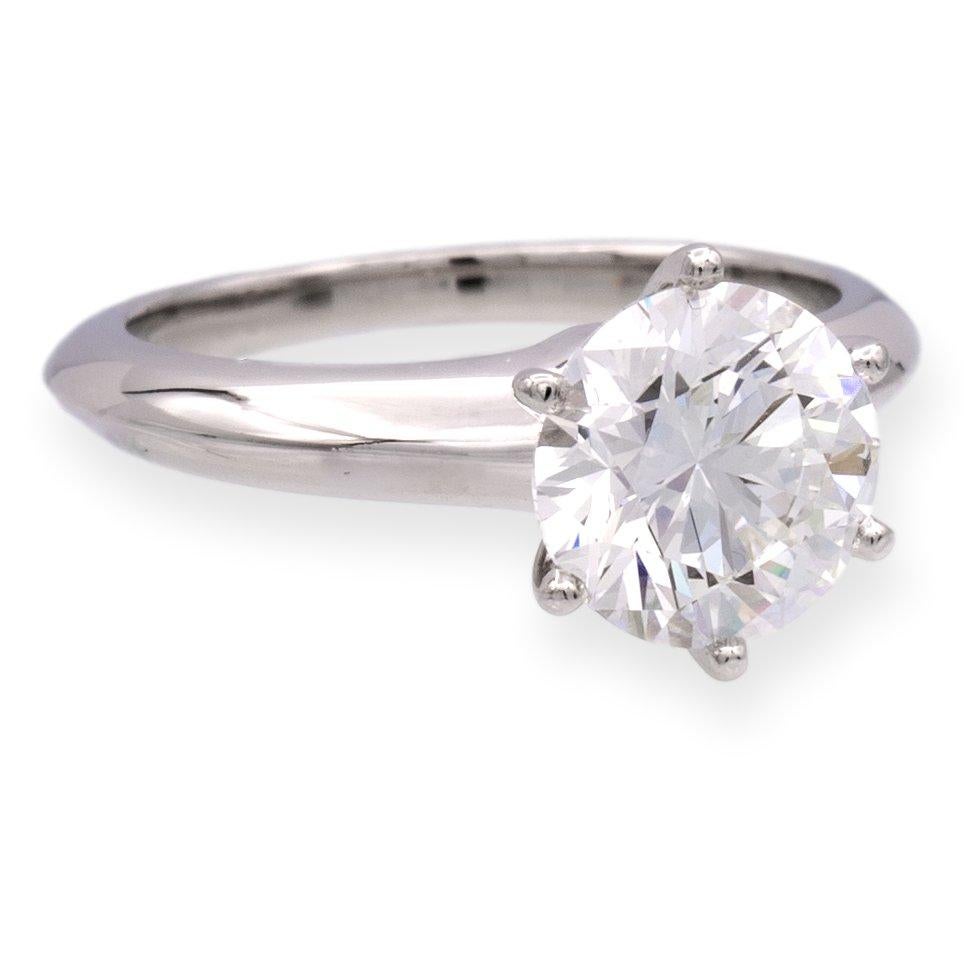 Modern Tiffany & Co. Platinum Solitaire Round Diamond Engagement Ring 1.44ct GVS1 For Sale