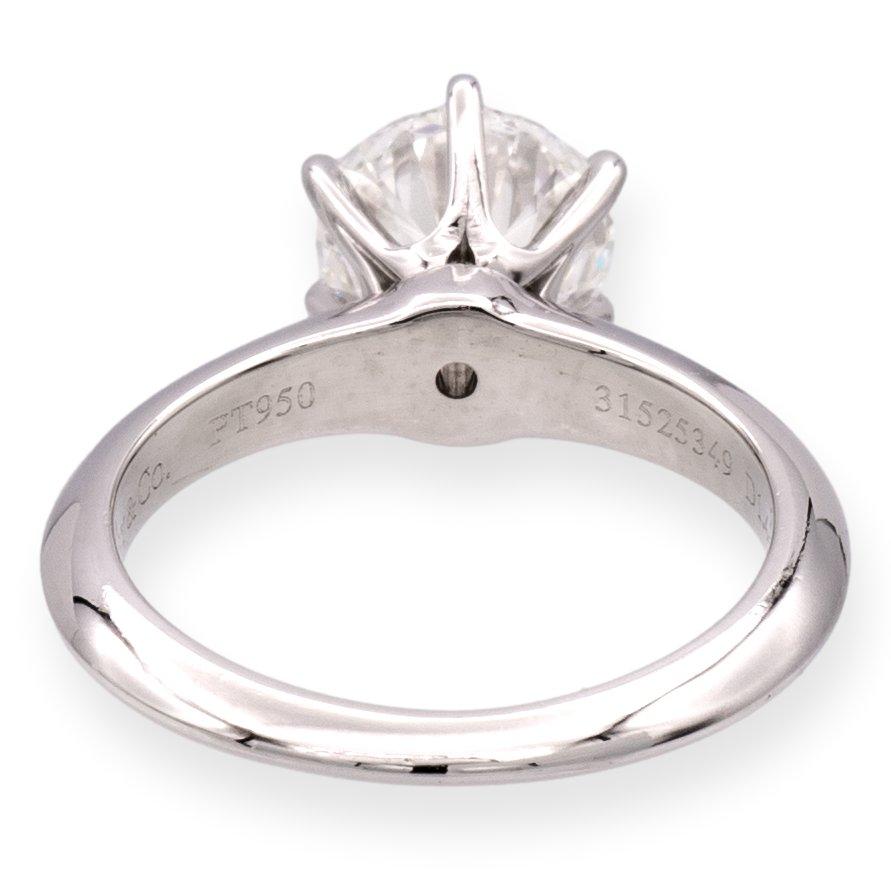 Women's Tiffany & Co. Platinum Solitaire Round Diamond Engagement Ring 1.44ct GVS1 For Sale