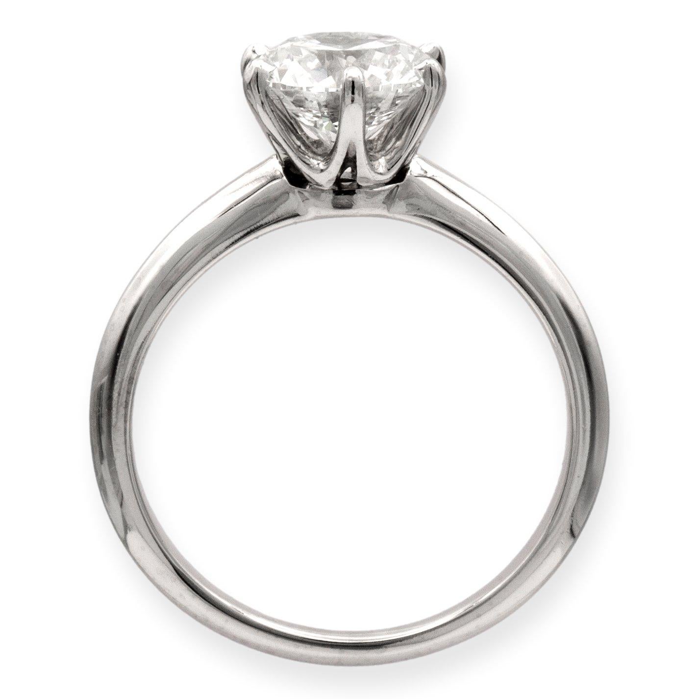 Round Cut Tiffany & Co. Platinum Solitaire Round Diamond Engagement Ring 1.70ct IVS1