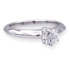 Tiffany & Co. Platinum Solitaire Round Diamond Engagement Ring .54Ct IVVS1