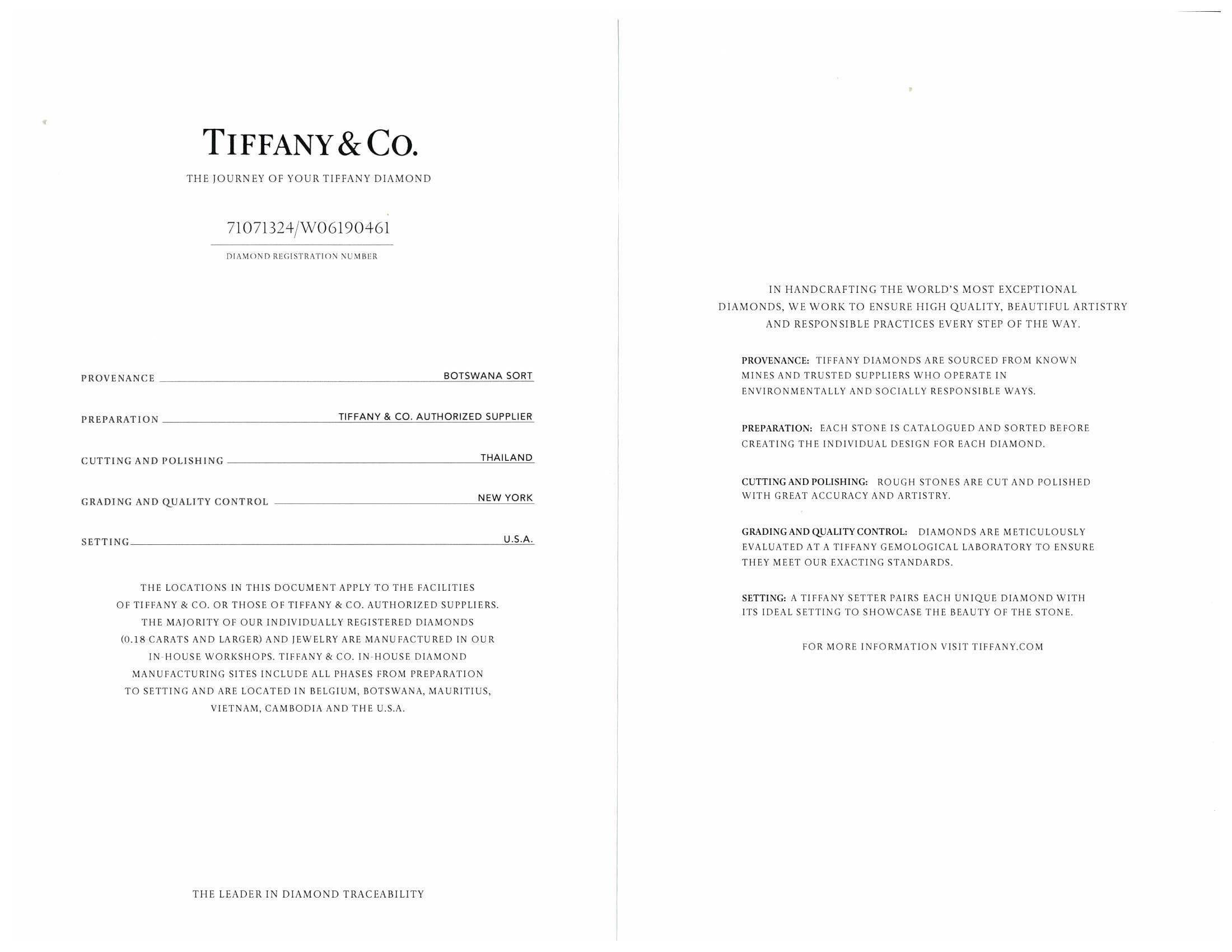 Tiffany & Co. Platinum Solitaire Round Diamond Engagement Ring .70 I VS1 5
