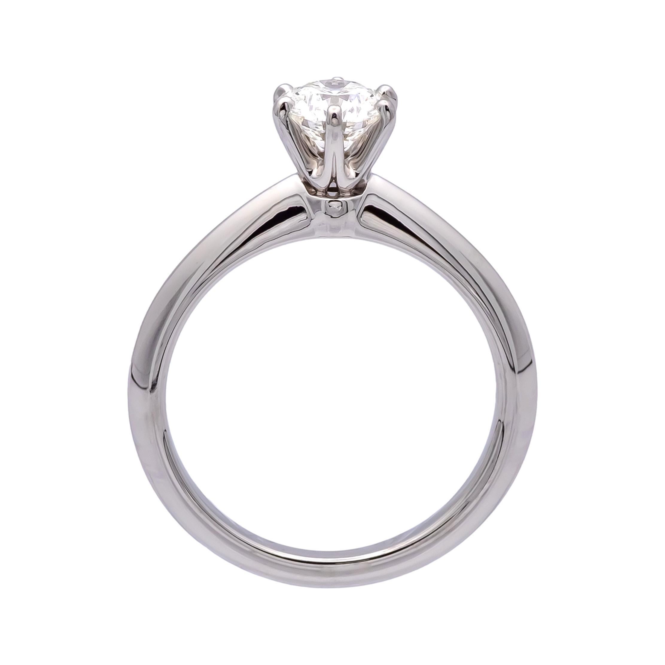 Women's Tiffany & Co. Platinum Solitaire Round Diamond Engagement Ring .70 I VS1