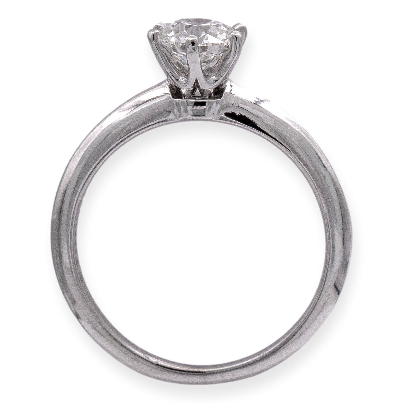 Tiffany & Co. Platinum Solitaire Round Diamond Engagement Ring .78ct FVS1 In Excellent Condition In New York, NY