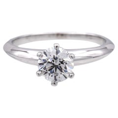 Tiffany & Co. Platinum Solitaire Round Diamond Engagement Ring .78ct FVS1