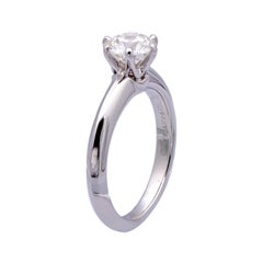Tiffany & Co. Platinum Solitaire Round Diamond Engagement Ring .91ct HVS1