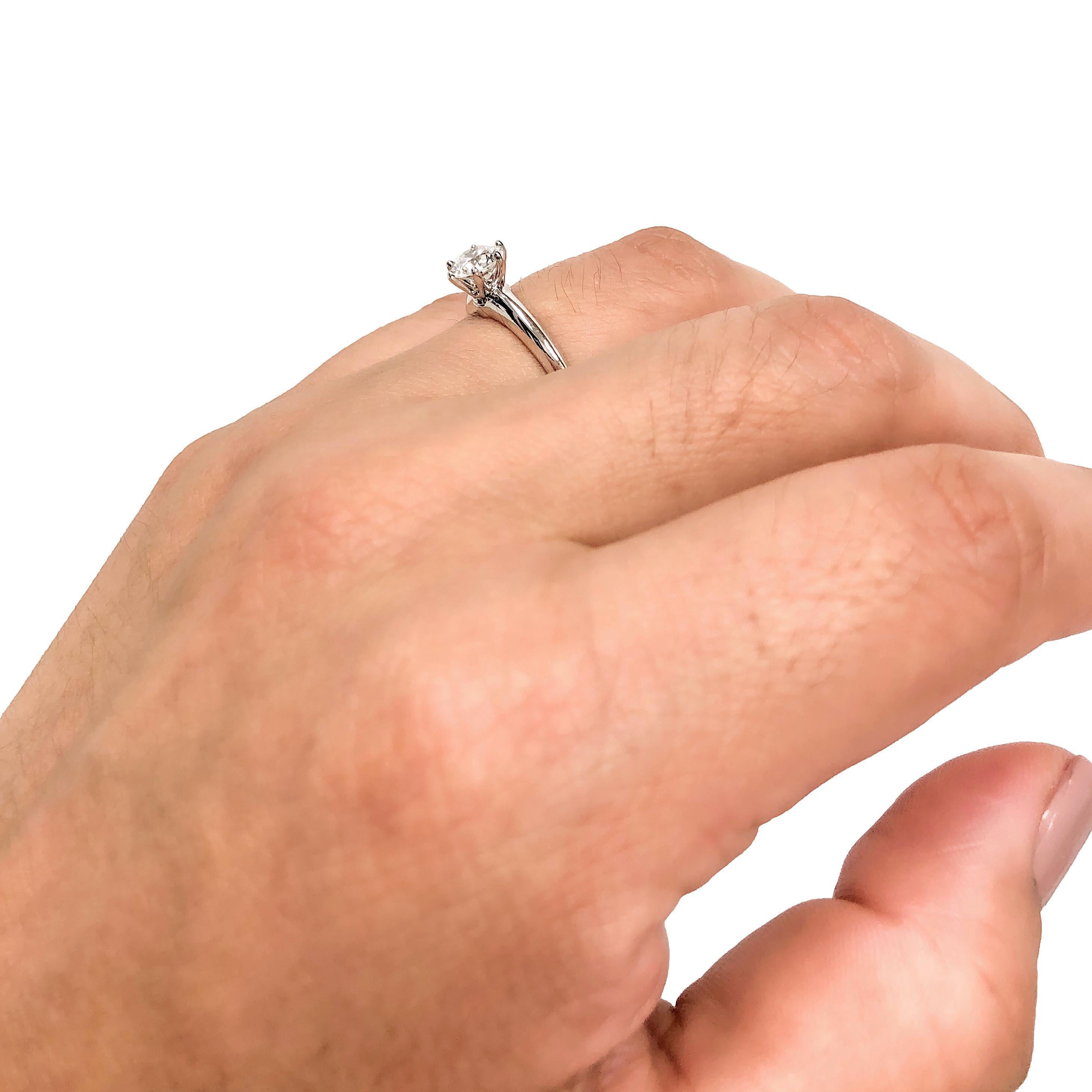 Tiffany & Co. Platinum Solitaire Round Diamond Engagement Ring .91ct HVS1 2