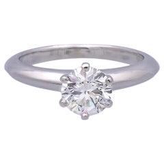 Tiffany & Co. Platinum Solitaire Round Diamond Engagement Ring .91ct HVS1