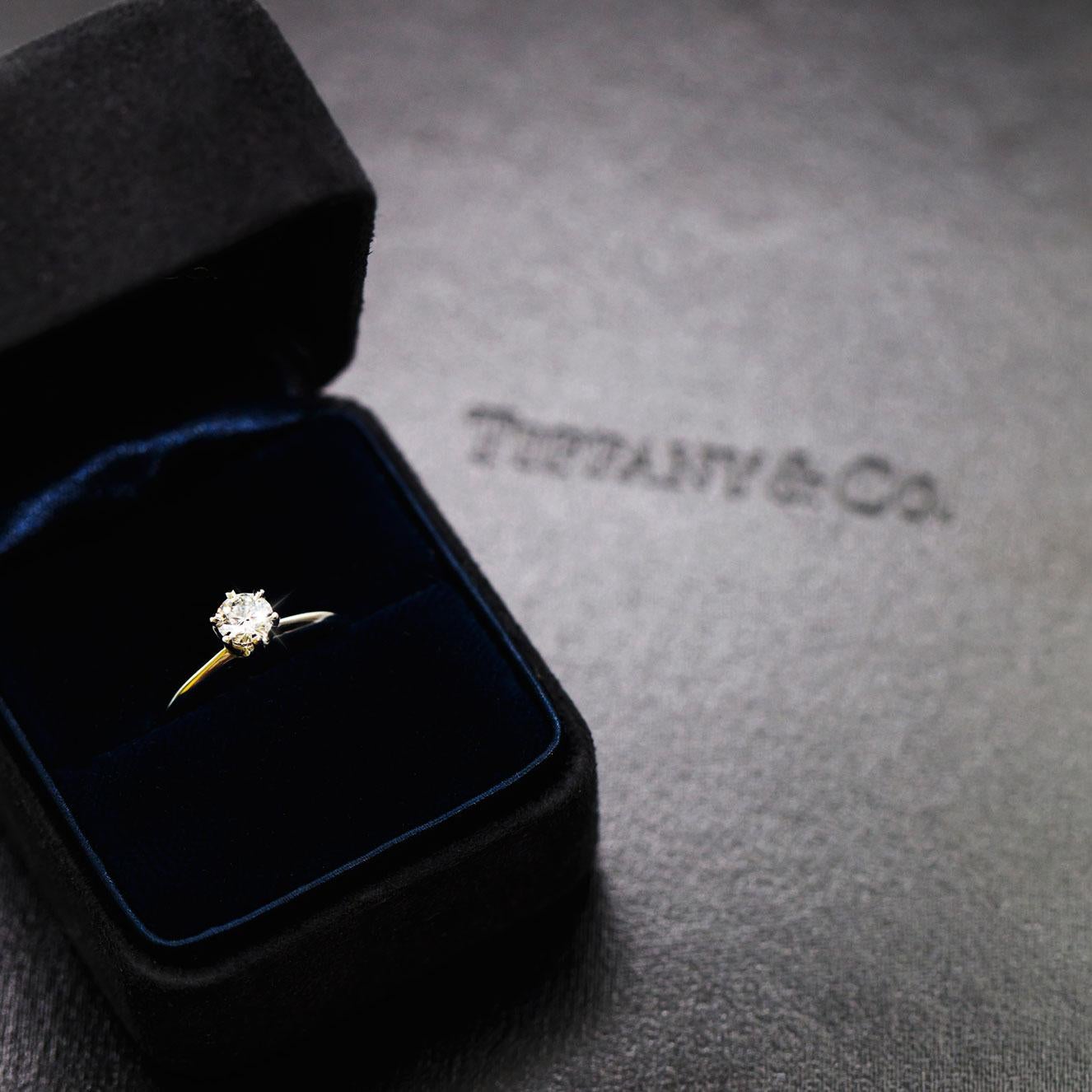 Tiffany & Co Platinum Solitaire Round Diamond Engagement Ring with Box and Cert 3
