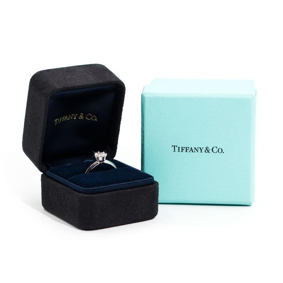 Tiffany & Co Platinum Solitaire Round Diamond Engagement Ring with Box and Cert 7