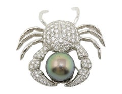 Tiffany & Co. Platinum Tahitian Pear Crab Diamond Pave Brooch