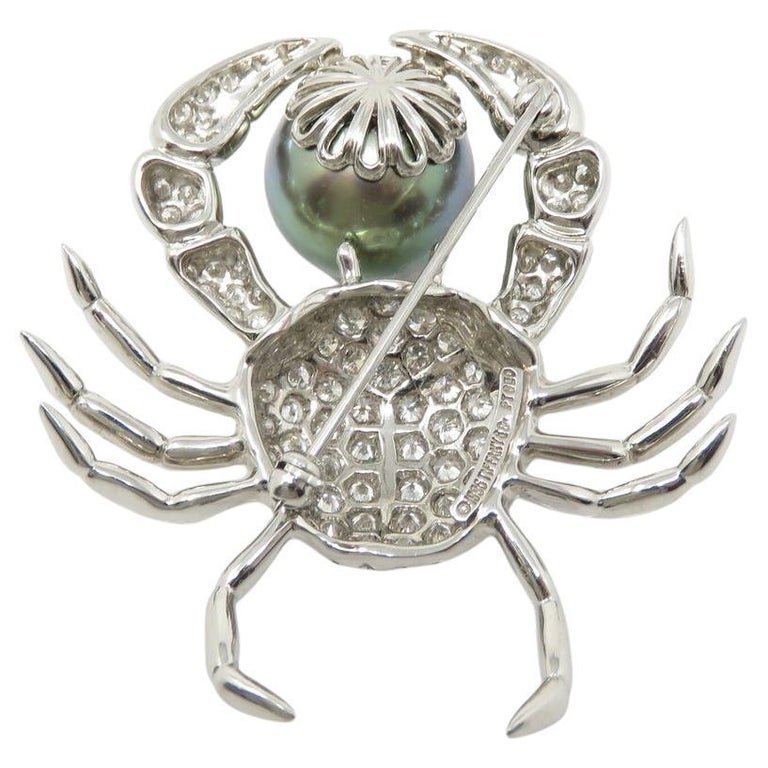 Broche Vintage Crabe Avec Strass – Bijou Fantaisie – Occasion