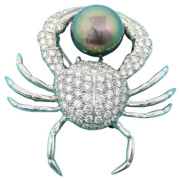 Broche Fantaisie dorée Crabe Noir à Strass à Obernai