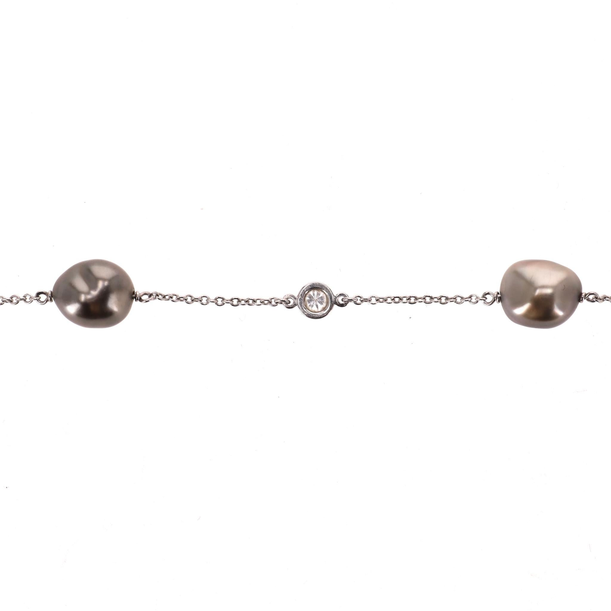 Tiffany & Co. Bracciale in platino con perle tahitiane e diamanti di Elsa Peretti in vendita 1