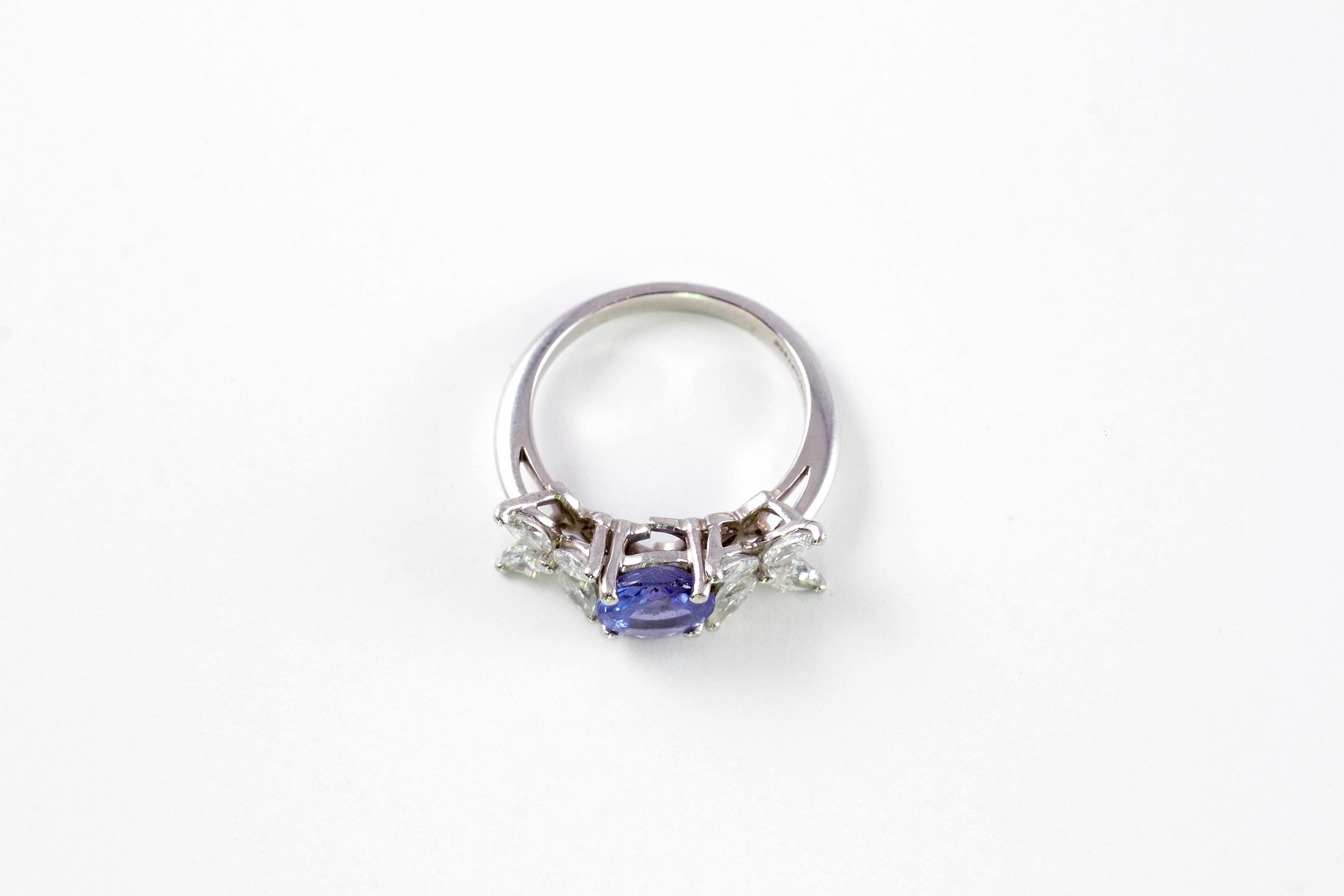 Tiffany & Co. Platinum Tanzanite Diamond Ring from the 