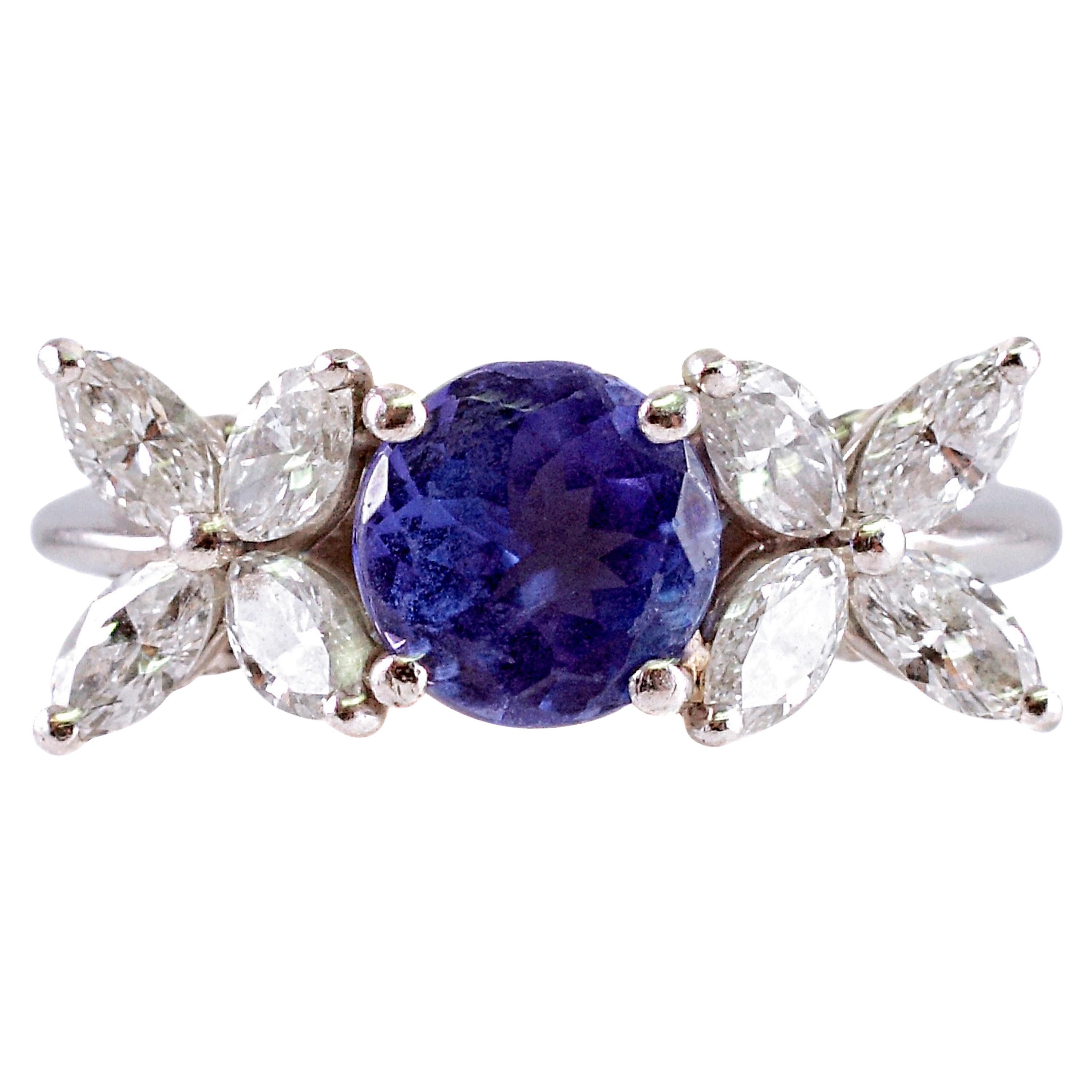 Tiffany & Co. Platinum Tanzanite Diamond Ring from the "Victoria Collection"