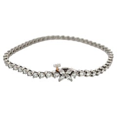 Tiffany & Co Platinum Tennis Bracelet with 3.08 Ct Round Marquis F VS Diamonds