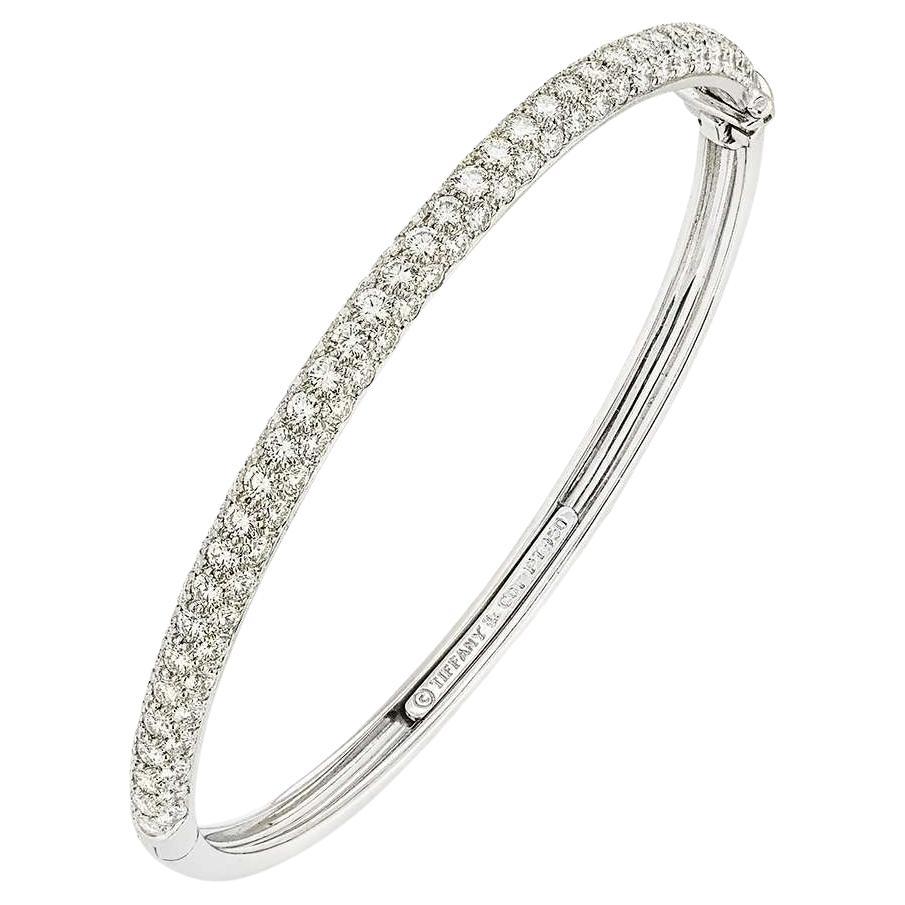 Tiffany 
Co. Platinum Three Row Diamond Bangle 2.30ct TDW For Sale