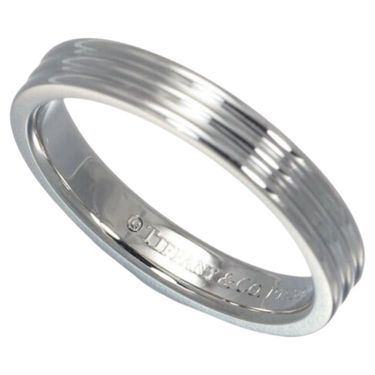 Tiffany & Co. Platinum Three Row Wedding Band Ring 6 For Sale